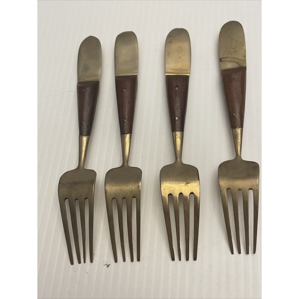 VTG 11 Pc BUDDHIST Bronze Nickel FLATWARE Fork Knife Spoon THAILAND Handcrafted - Picture 6 of 8
